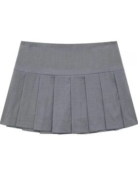 Zara Grey Pleated Mini Skirt